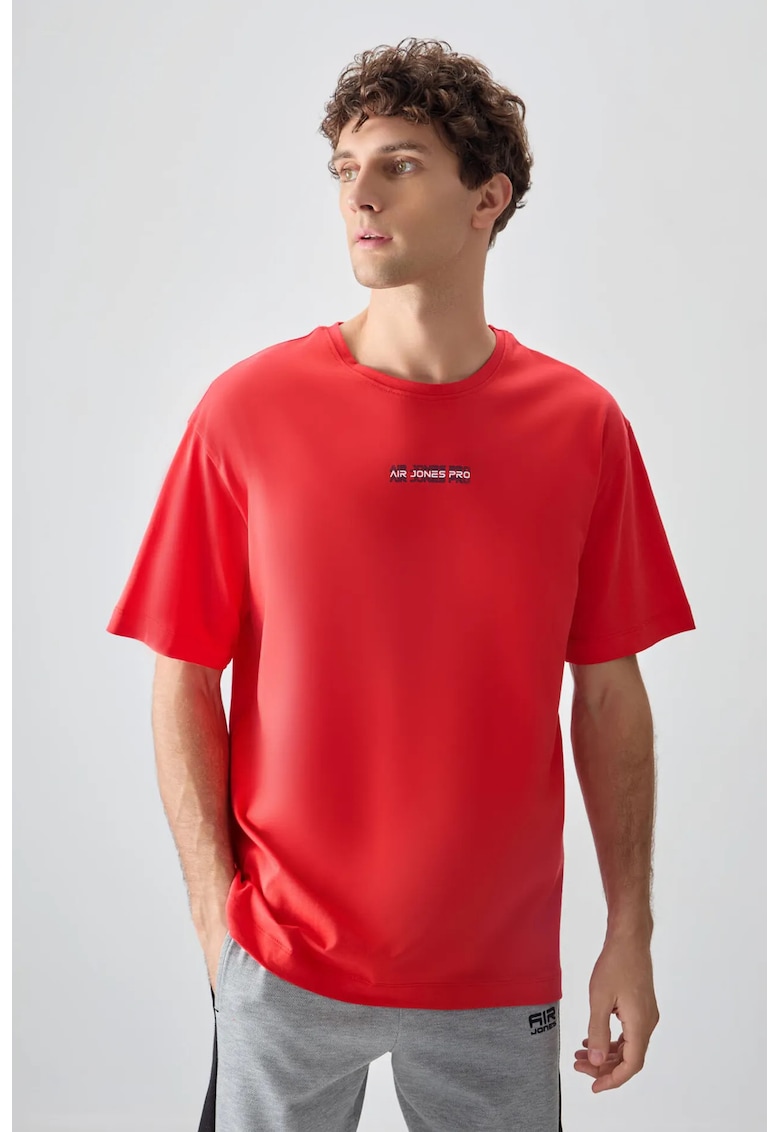 Tricou barbati - supradimensionat - imprimeu pe spate - rosu - bumbac