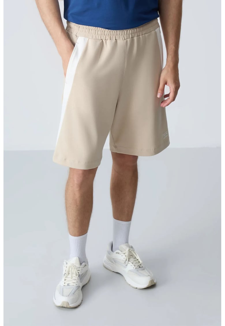 Pantaloni scurti - Barbati - Pantaloni scurti de trening din amestec de bumbac TOMMY pentru barbati - Gri deschis - Bej Natural