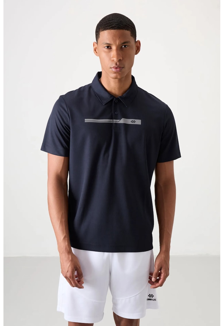 Tricou polo barbati - bleumarin - 100% poliester - cu nasturi