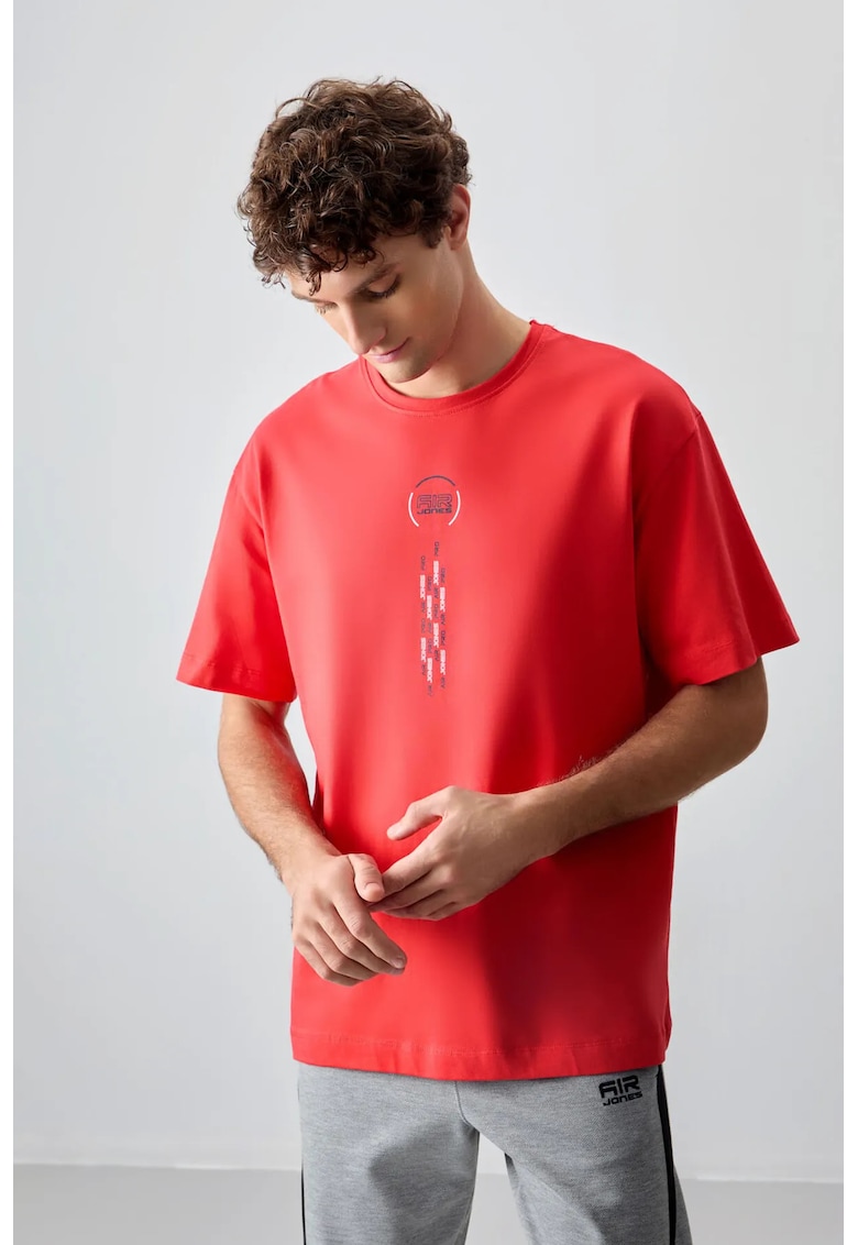 Tricou barbati supradimensionat - rosu bumbac