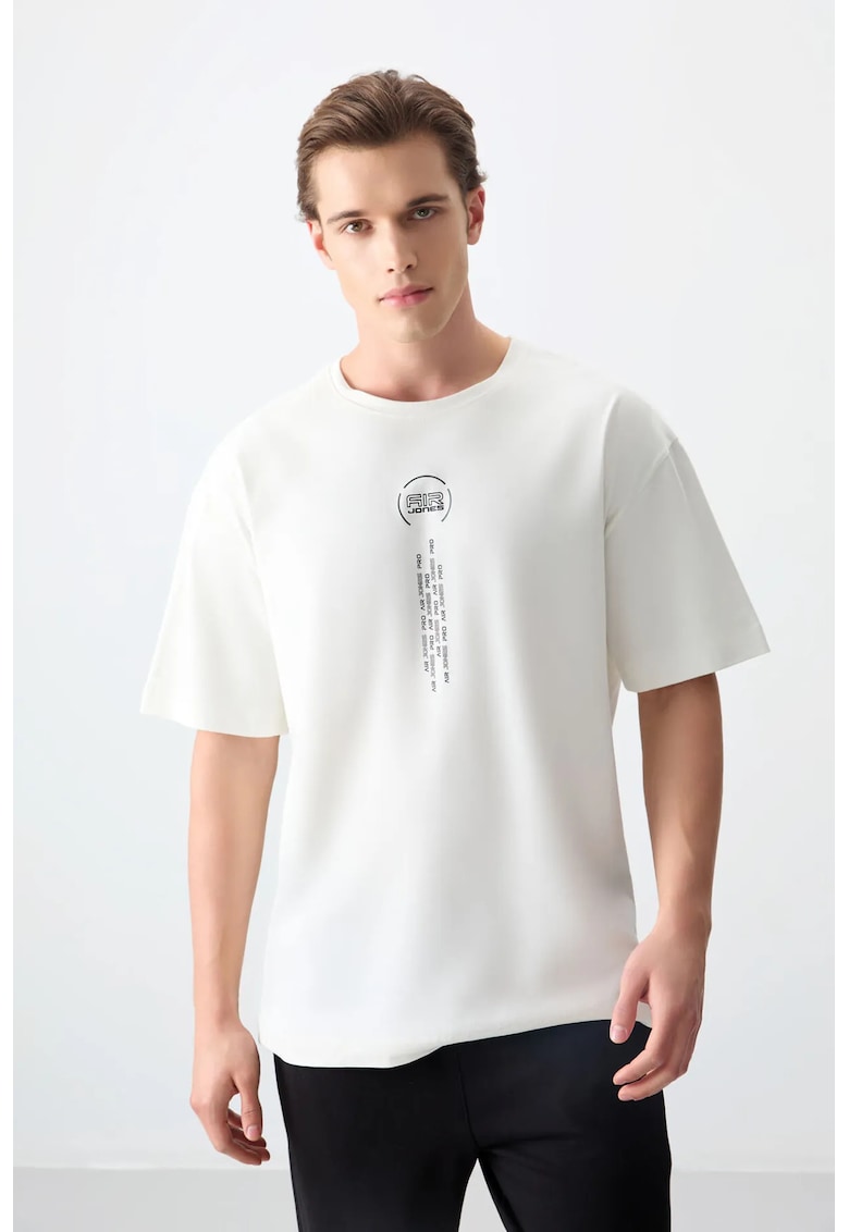 Tricou oversized - alb prafuit - 100% bumbac - imprimat pe spate