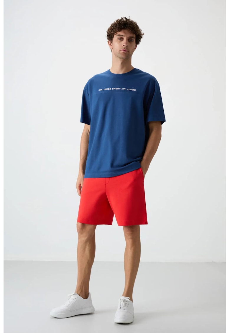 Pantaloni scurti - Barbati - Pantaloni scurti de trening TOMMY din bumbac-poliester pentru barbati - Rosu - Rosu
