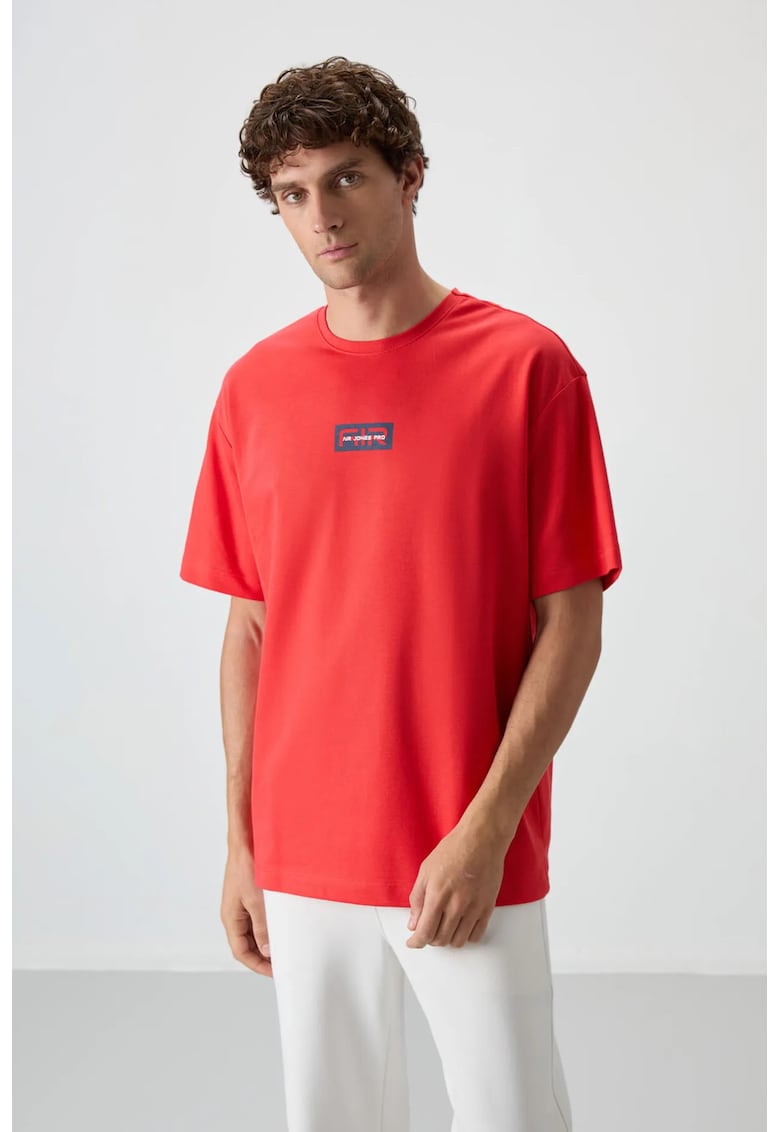 Tricou Oversized - rosu - 80% bumbac - 20% poliester
