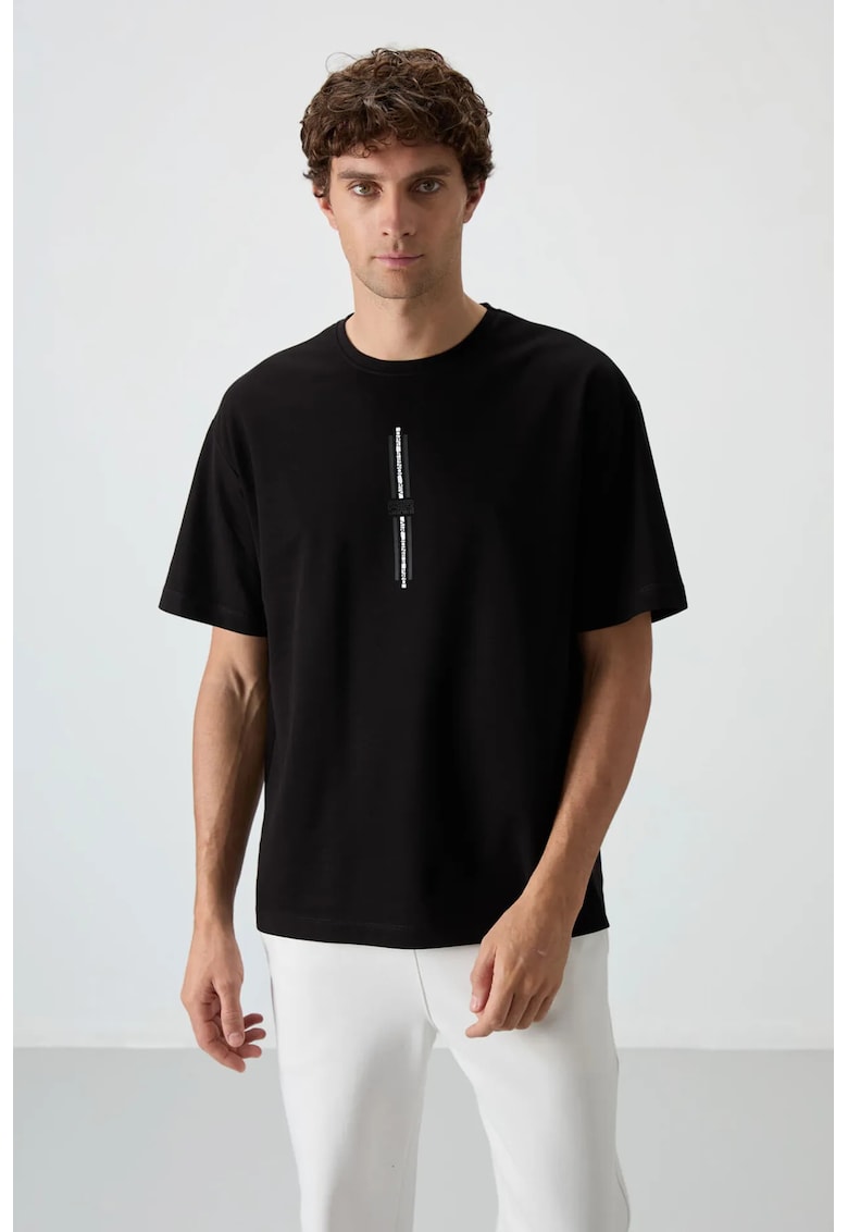 Tricou barbati - supradimensionat - imprimeu pe spate negru - bumbac si poliester