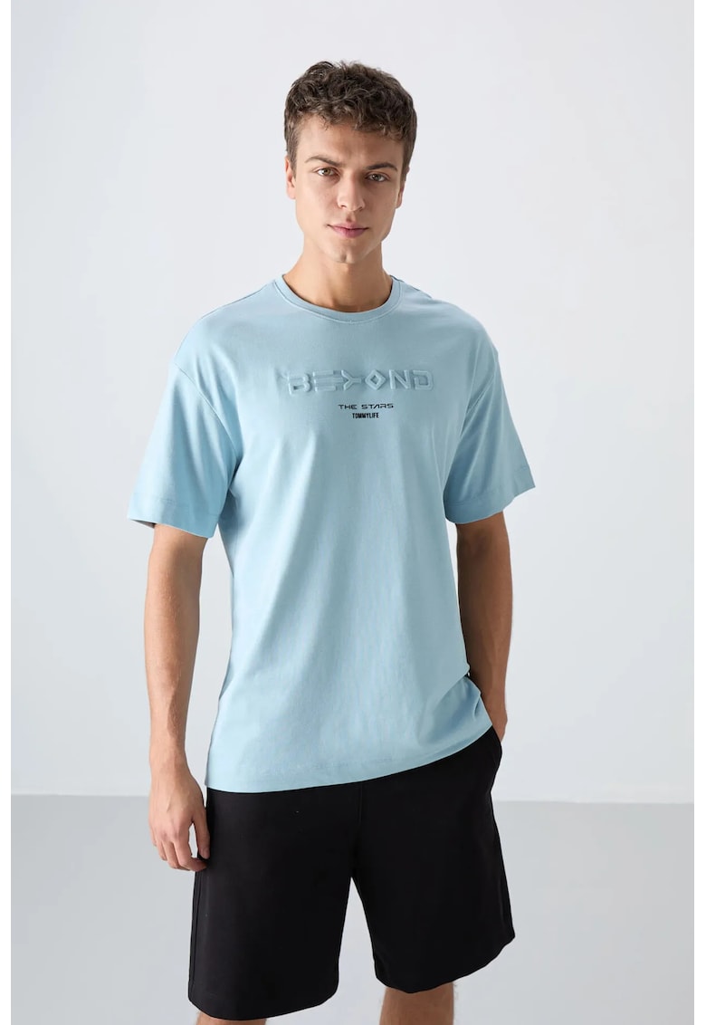 Tricou barbati - supradimensionat - albastru deschis - bumbac-poliester
