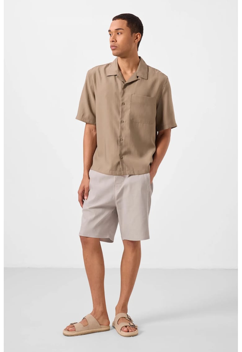 Pantaloni scurti - Barbati - Pantaloni scurti chino tesuti TOMMY pentru barbati - Stone Natural -