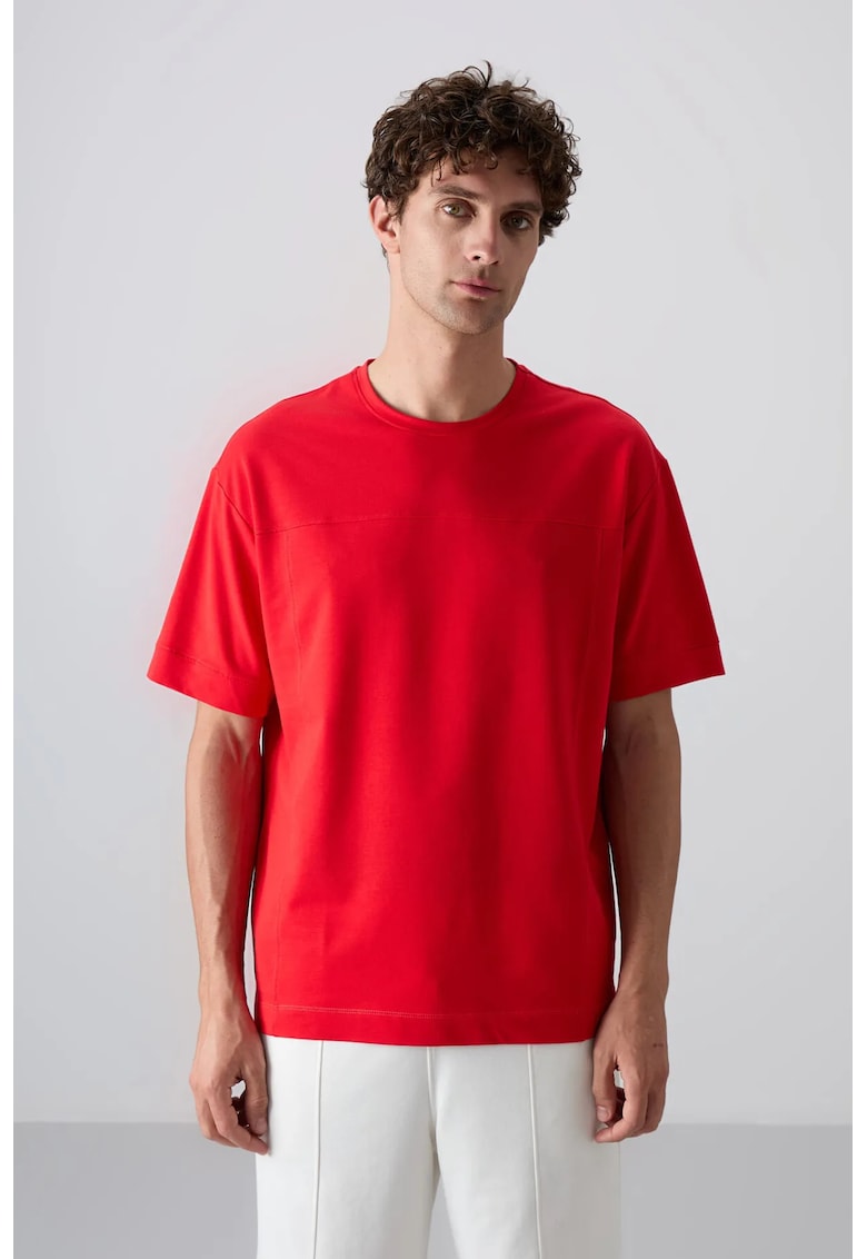 Tricou supradimensionat - rosu - elastic - bumbac-poliester-lycra