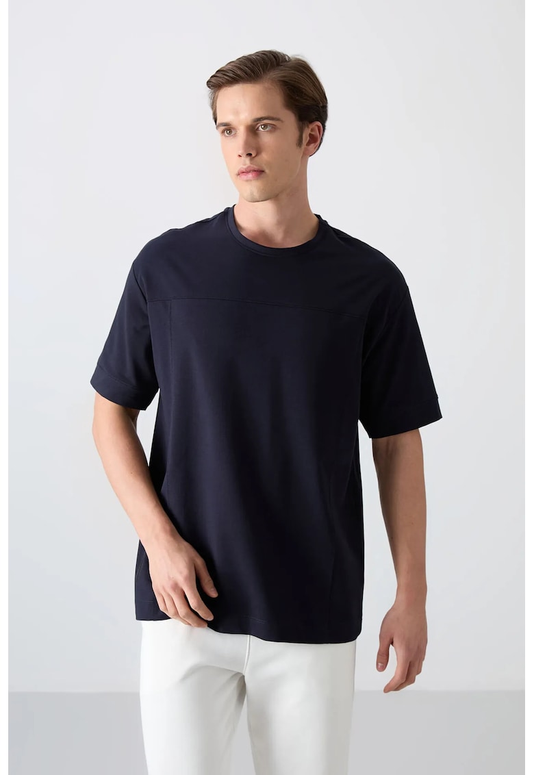 Tricou supradimensionat - elastic - albastru marin pentru barbati