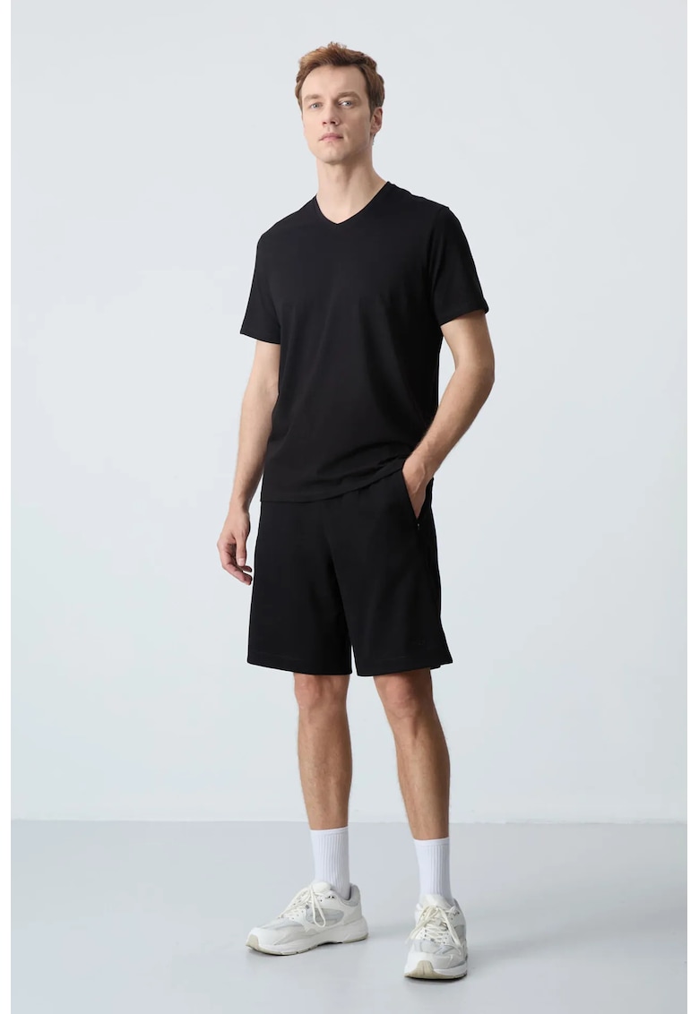 Pantaloni scurti - Barbati - Pantaloni scurti TOMMY din jerseu pentru barbati - Negru -