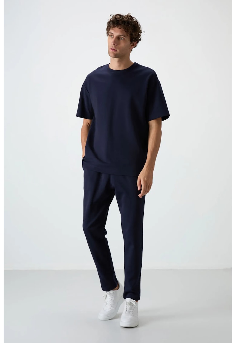 Set Trening - Set tricou si pantaloni supradimensionati - Albastru Marin - Bumbac si poliester