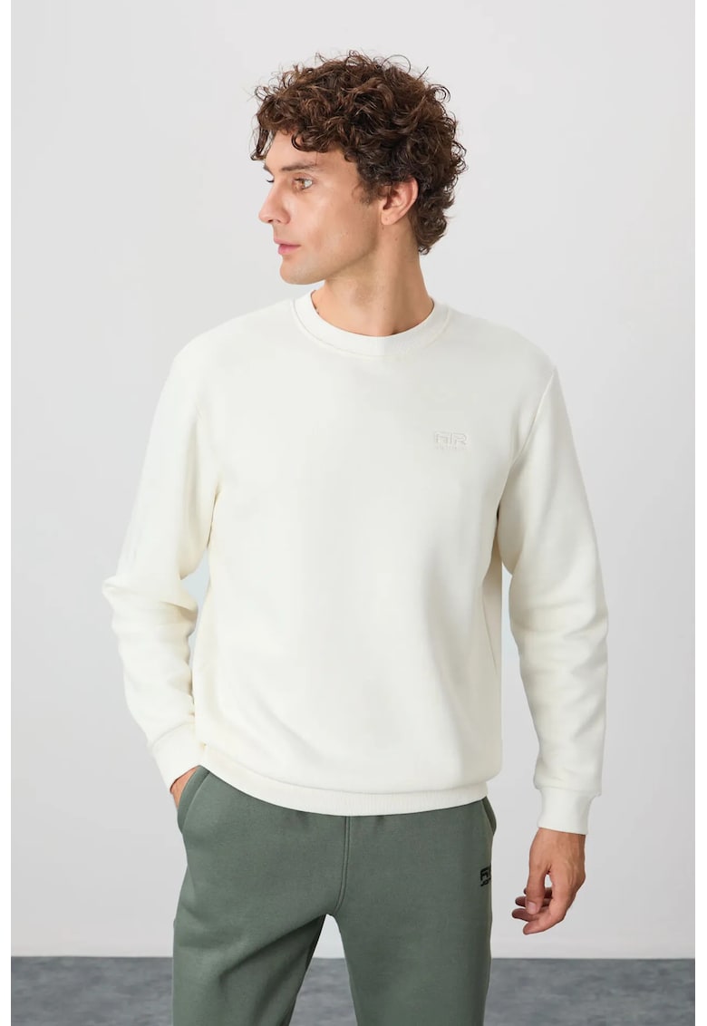 Hanorac barbati - guler rotund - Dusty White - bumbac 84%