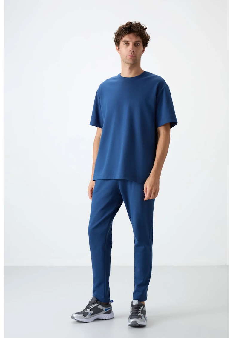 Set Trening Lifestyle Barbati - Oversized Tricou si Pantaloni - Moroccan Blue - Bumbac/Poliester