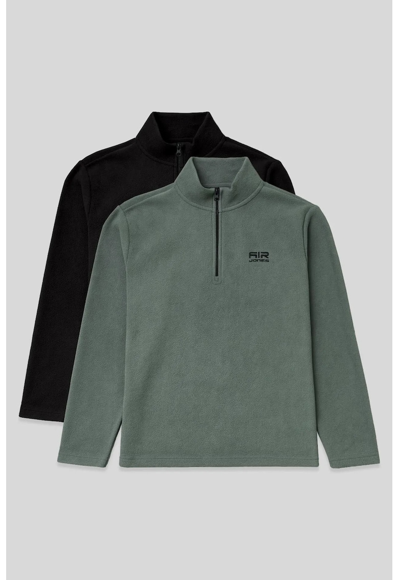 Hanorace barbati regular fit - fermoar - verde salvie - poliester