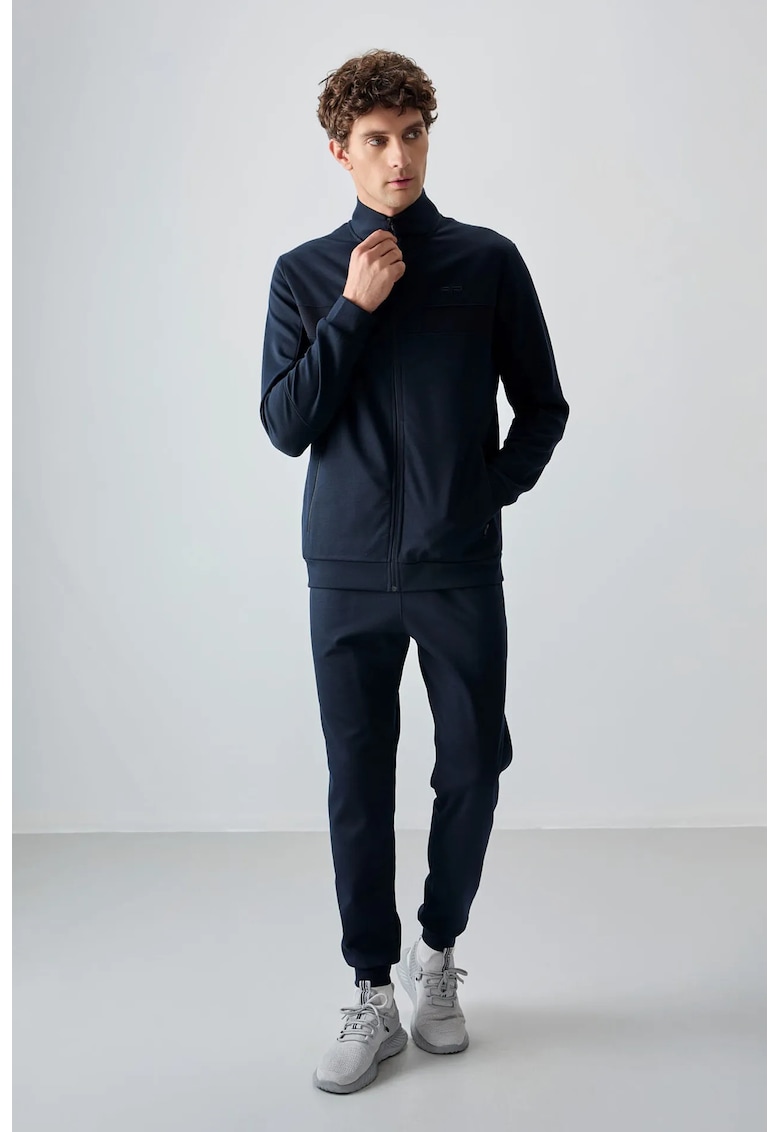 Set Trening Hanorac cu Fermoar si Pantaloni Asortati - Albastru Marin - Fleece