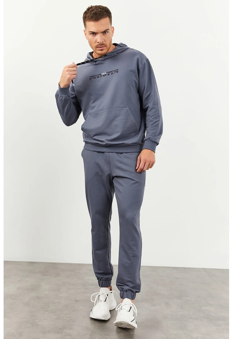 Set Hanorac si Pantaloni Oversized - Gri Ardezie - Gri/Gri ardezie