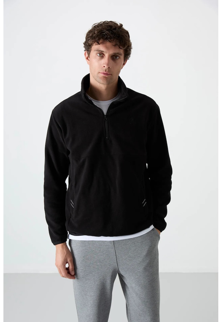Hanorac Slim Fit - negru - 100% poliester - cu fermoar