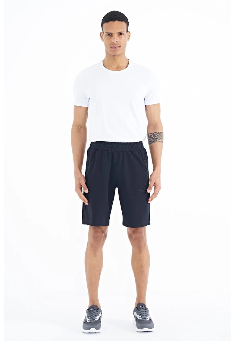 Pantaloni scurti - bumbac-poliester - elastic - negru