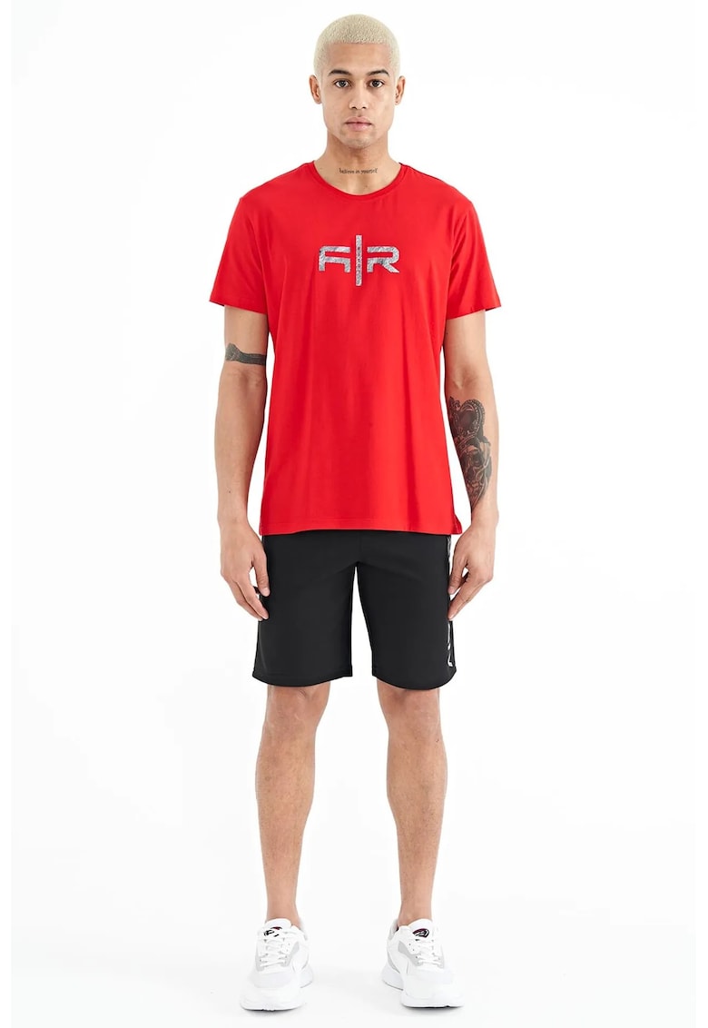 Pantaloni scurti - Barbati - Pantaloni scurti din fleece imprimati TOMMY pentru barbati - Albastru marin - Negru