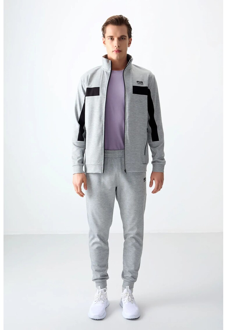 Set trening si pantaloni gri deschis - fleece - pentru barbati