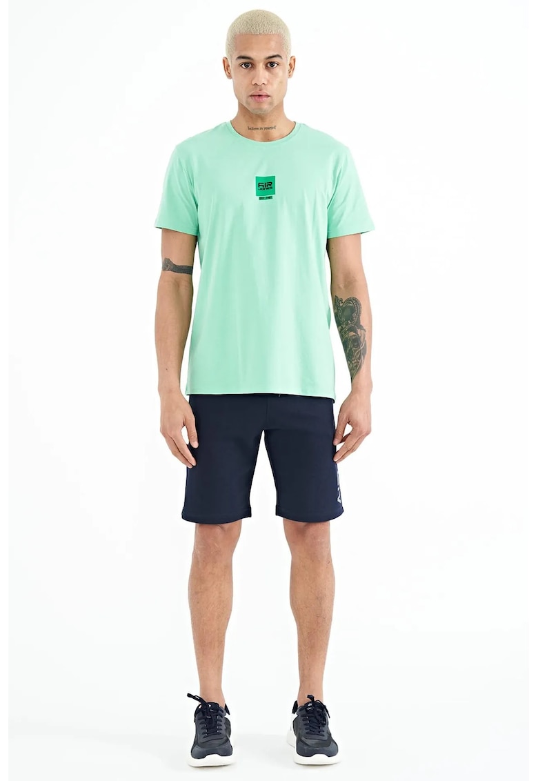 Pantaloni scurti - Barbati - Pantaloni scurti din fleece imprimati TOMMY pentru barbati - Albastru marin - Bleumarin