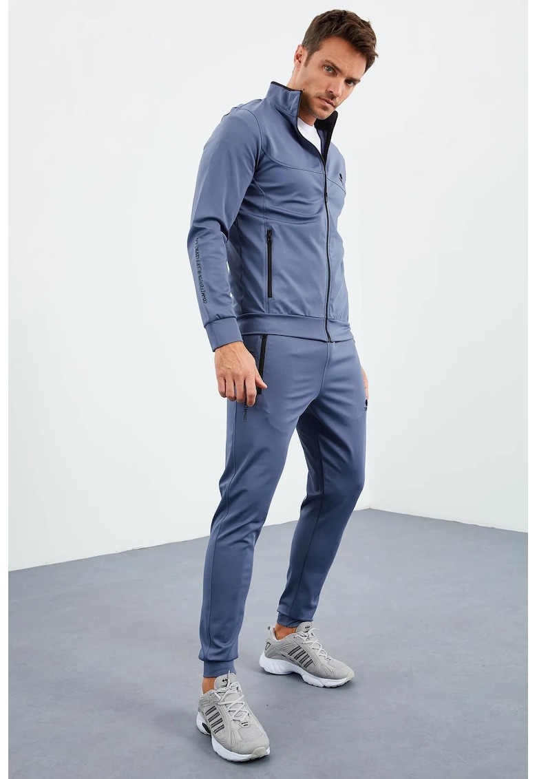 Set Trening Barbati - Fermoar - Maya Blue - Poliester/Elastan