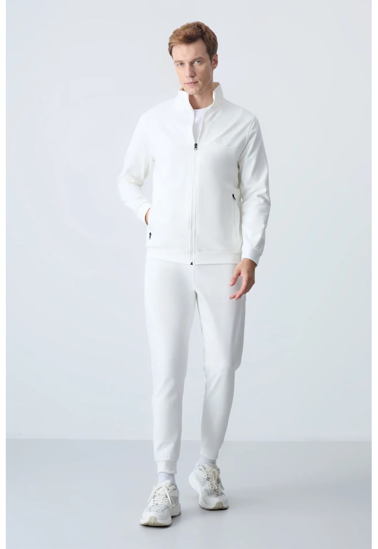 Set Trening Barbati - Fleece - Alb - 77% poliester/23% bumbac