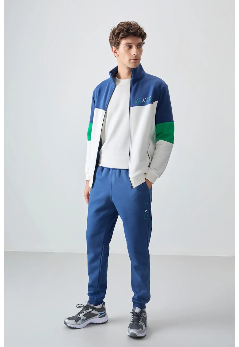 Set Trening Barbati - Bluza cu Fermoar si Pantaloni - Multicolor - 70% bumbac/30% poliester