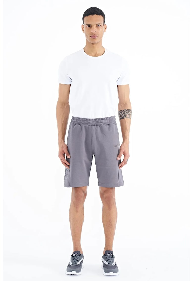 Pantaloni scurti - Barbati - Pantaloni scurti de trening TOMMY din amestec de bumbac pentru barbati - Gri ardezie -