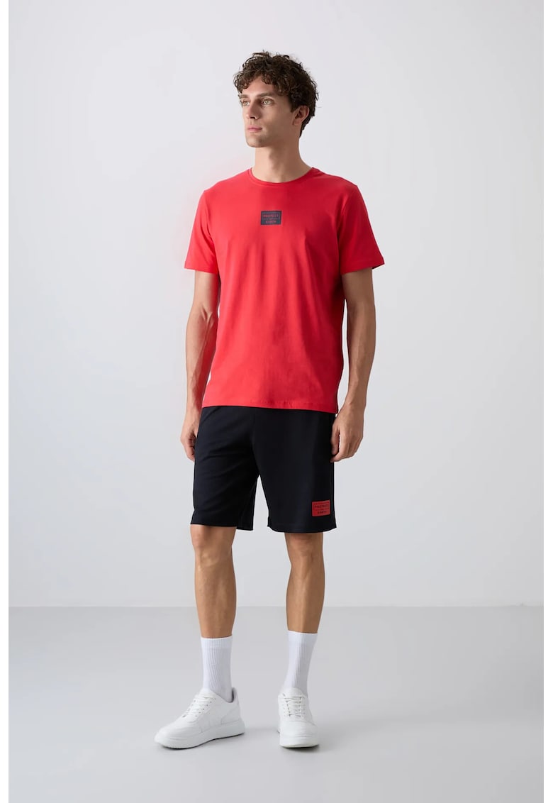 Set Tricou si Pantaloni Scurti Bumbac - Rosu - Croiala Regulara