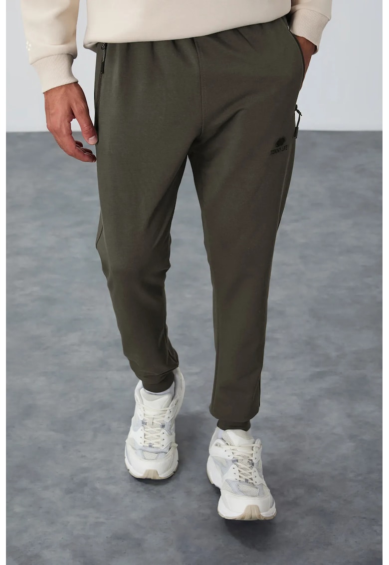 Pantaloni de trening - Barbati - Pantaloni de trening TOMMY pentru barbati cu buzunar cu fermoar - Verde - Verde masliniu