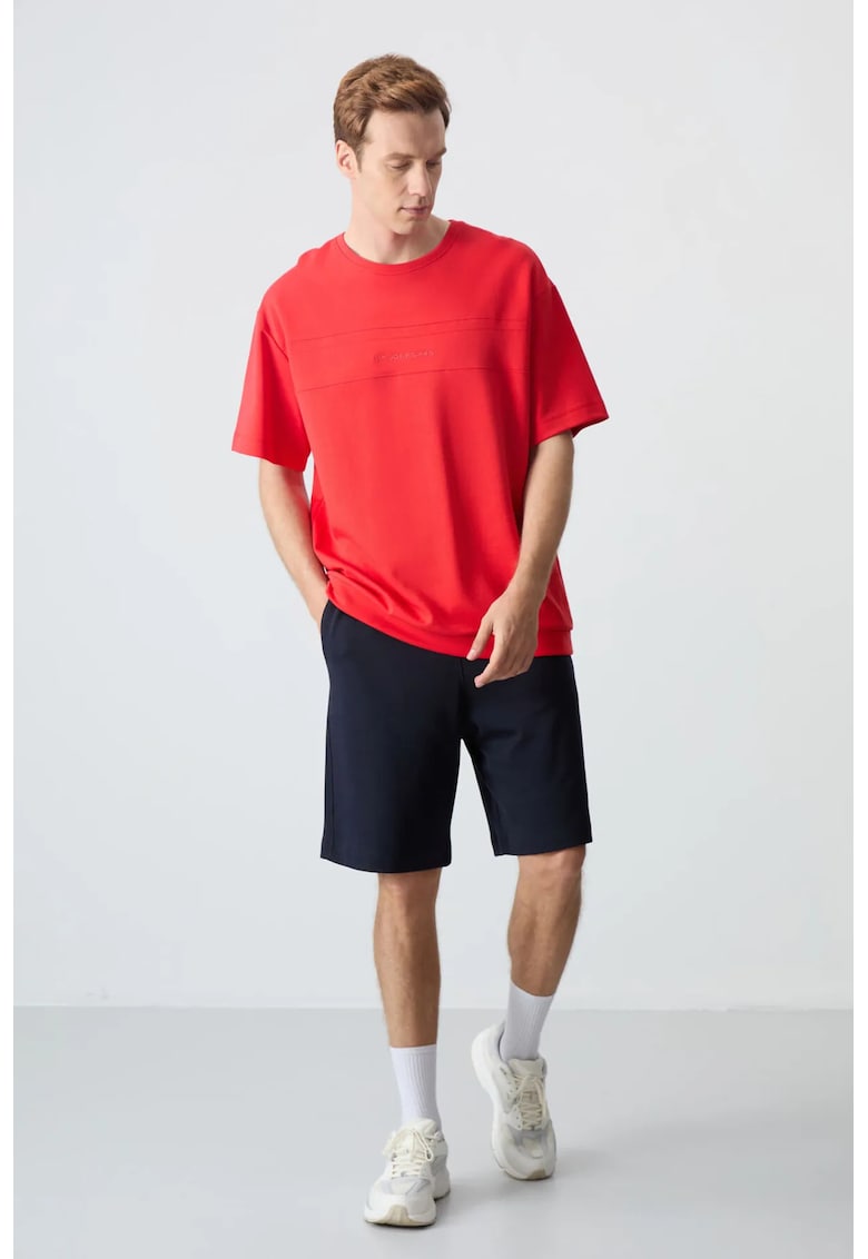 Set Tricou si Pantaloni Scurti - Culoare Rosu - Bumbac-Poliester