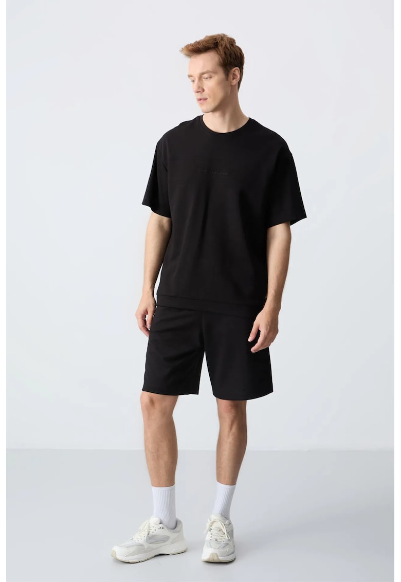 Set tricou si pantaloni scurti supradimensionati - negru - amestec bumbac/poliester