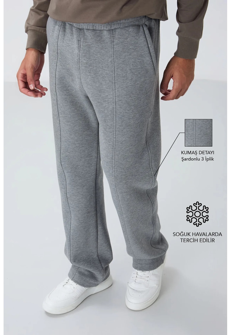 Pantaloni de trening - Barbati - Pantaloni de trening TOMMY pentru barbati - Regular Fit - din bumbac-poliester - Gri -