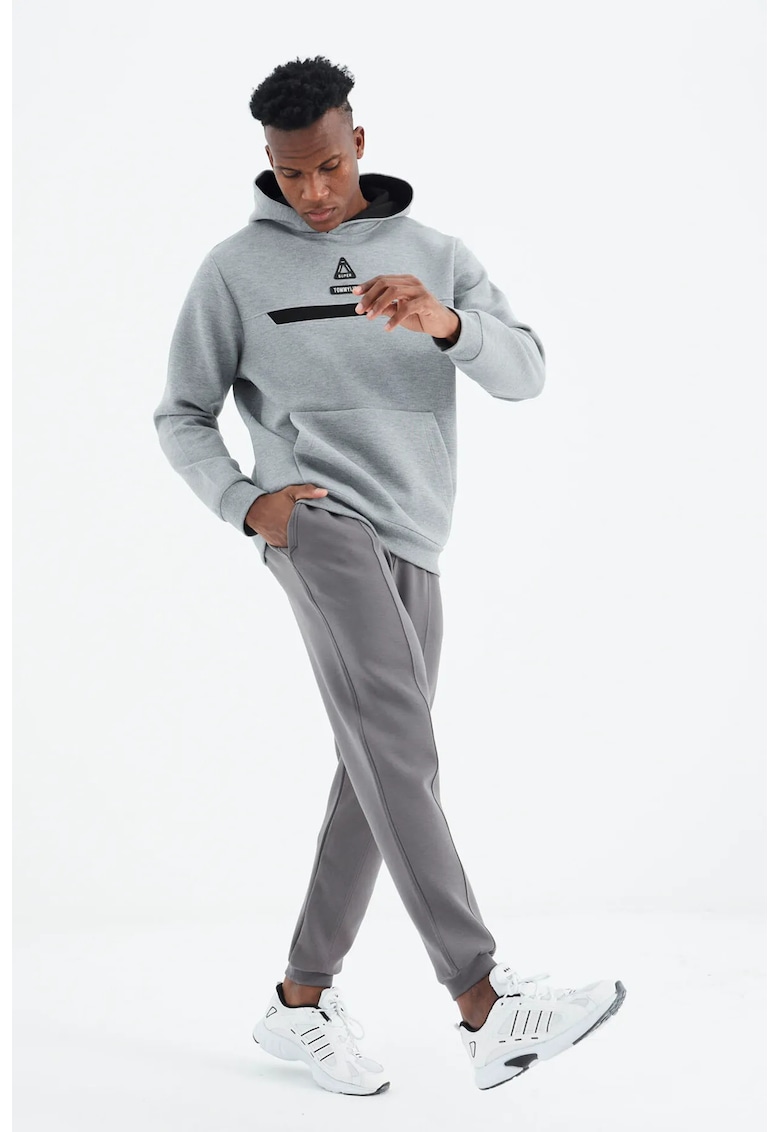 Pantaloni de trening - Barbati - Pantaloni de trening TOMMY pentru barbati - Regular-Fit - din fleece cu 3 fire - Gri carbune -