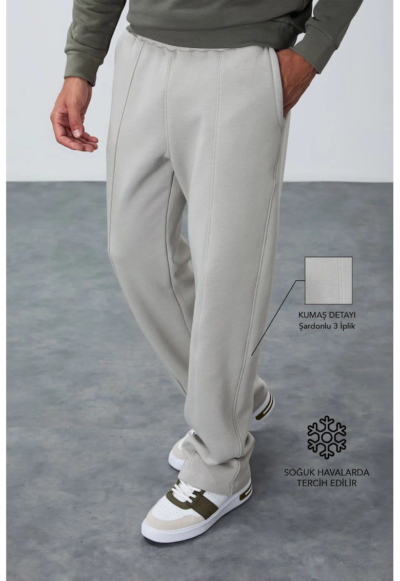 Pantaloni de trening - Barbati - Pantaloni de trening TOMMY pentru barbati - Regular Fit - din bumbac-poliester - Gri deschis -