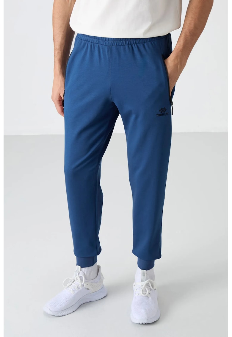 Pantaloni de trening - Barbati - Pantaloni de trening TOMMY pentru barbati - uni - cu buzunar cu fermoar - Moroccan Blue -