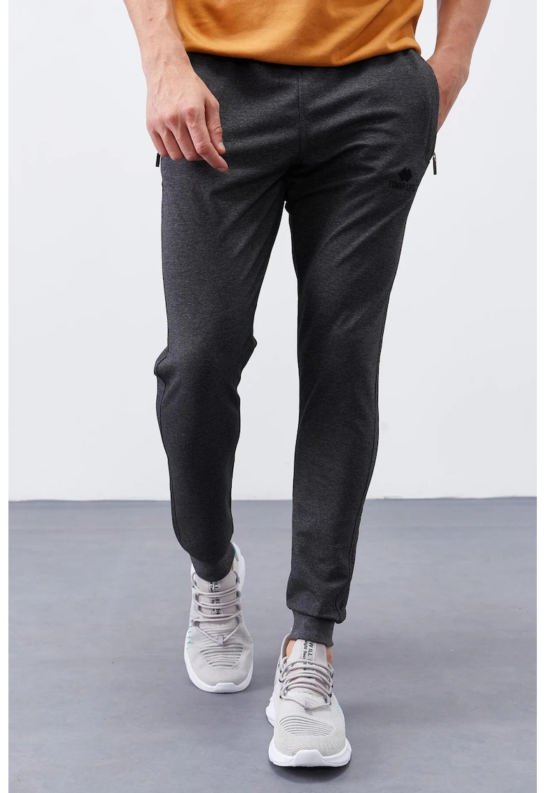 Pantaloni de trening - Barbati - Pantaloni de trening TOMMY pentru barbati - fleece - slim-fit - Gri carbune -
