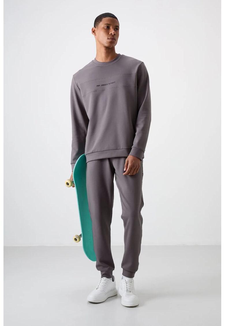 Set Hanorac si Pantaloni Gri Ardezie - Croiala Lejera - Fleece