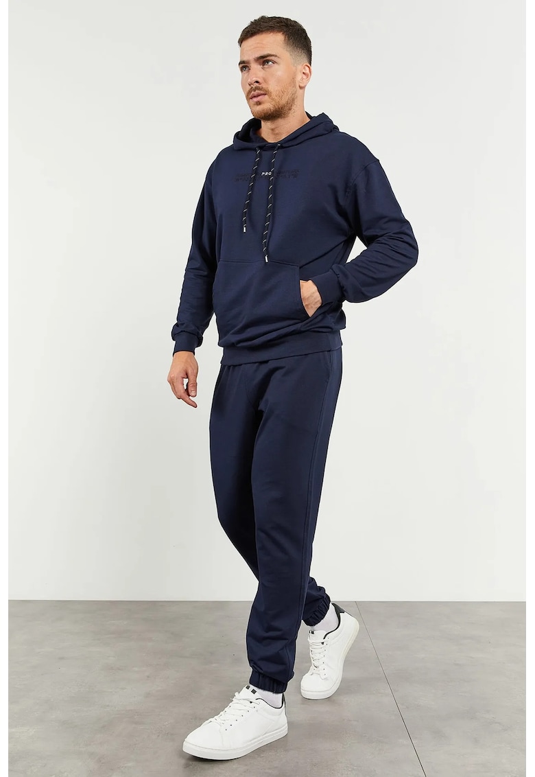 Set Hanorac si Pantaloni Oversized - Albastru Marin - Bumbac - Fara Inchidere -