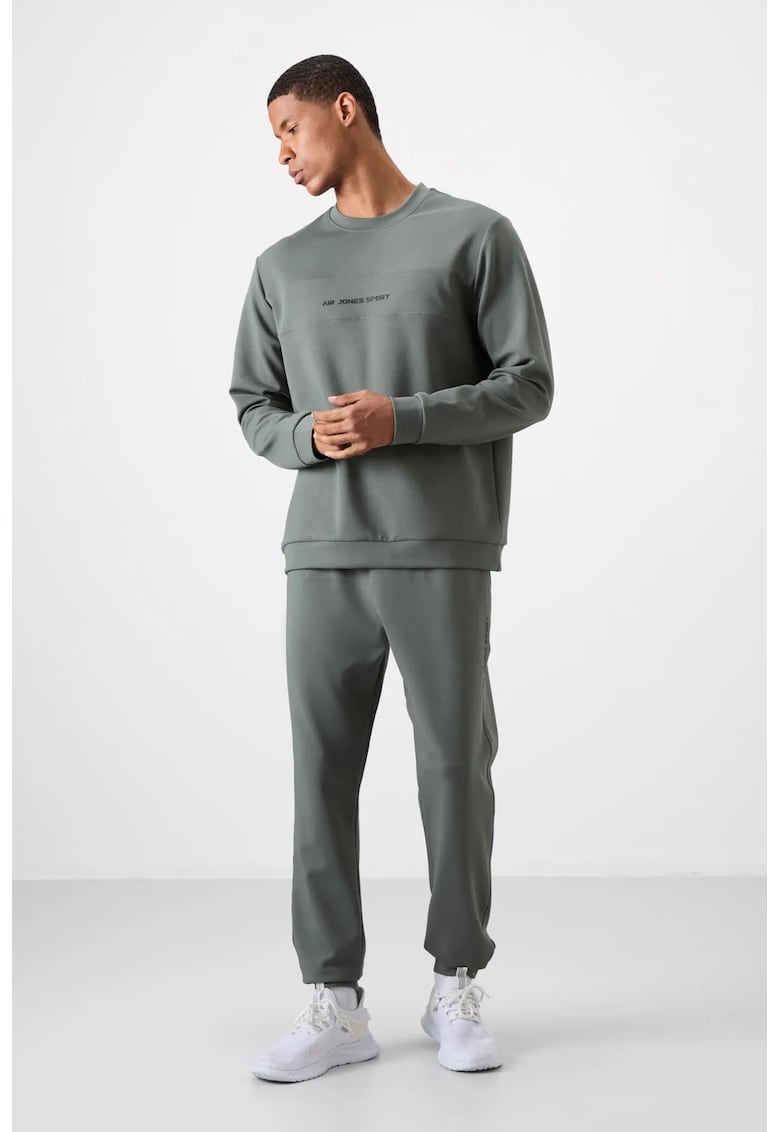 Set Trening Fleece cu Imprimeu - Verde Salvie - Barbati
