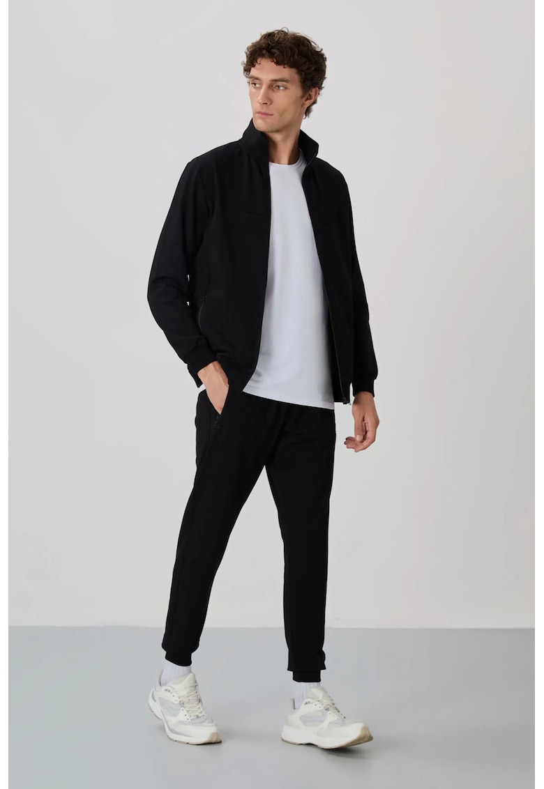 Set Hanorac si Pantaloni Negru - Bumbac - Fleece