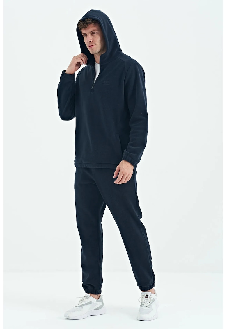 Set Trening Active - Hanorac cu Gluga si Pantaloni Asortati - Negru - Poliester