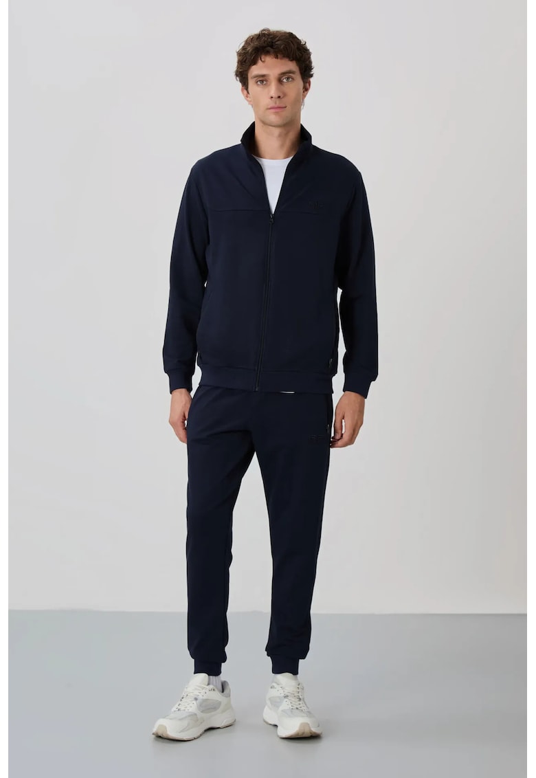 Set Hanorac si Pantaloni Fleece - Barbati - Albastru Marin - Bumbac
