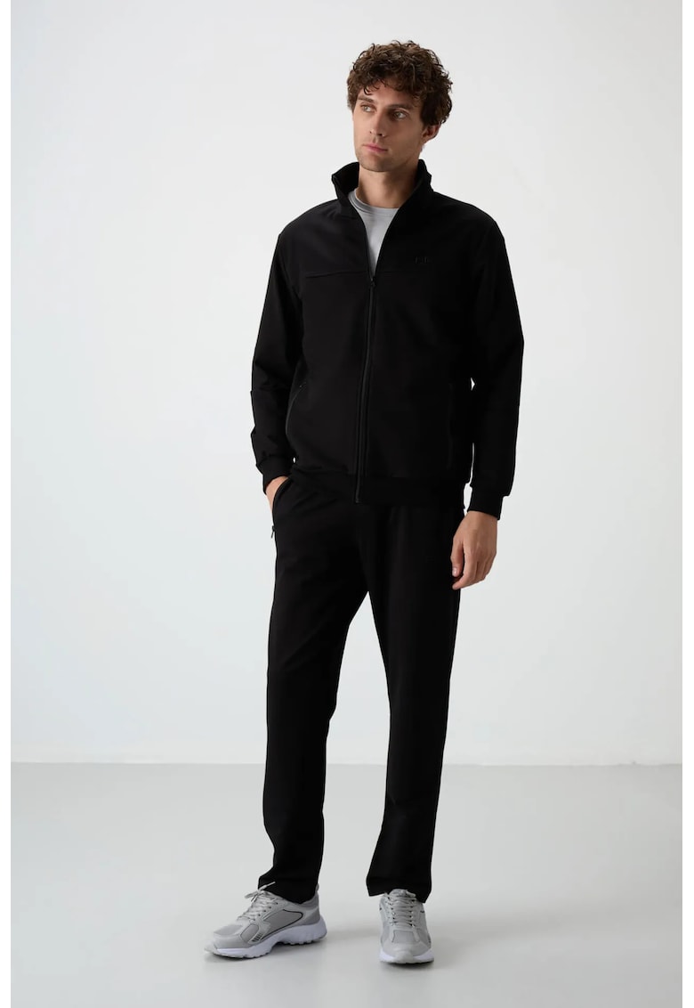 Set Trening Barbati - Fleece - Negru - Bumbac/Poliester/Elastan