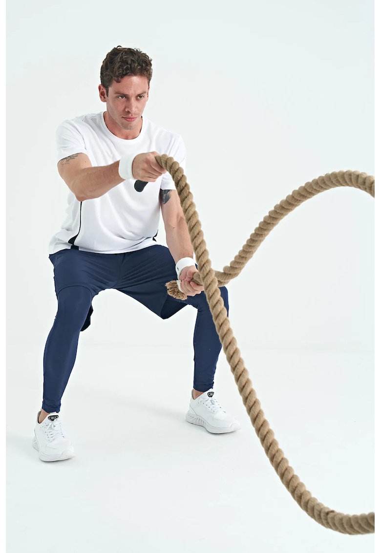 Pantaloni Sport - Barbati - Pantaloni Sport Tricotati Skinny TOMMY pentru Barbati - Albastru Marin -