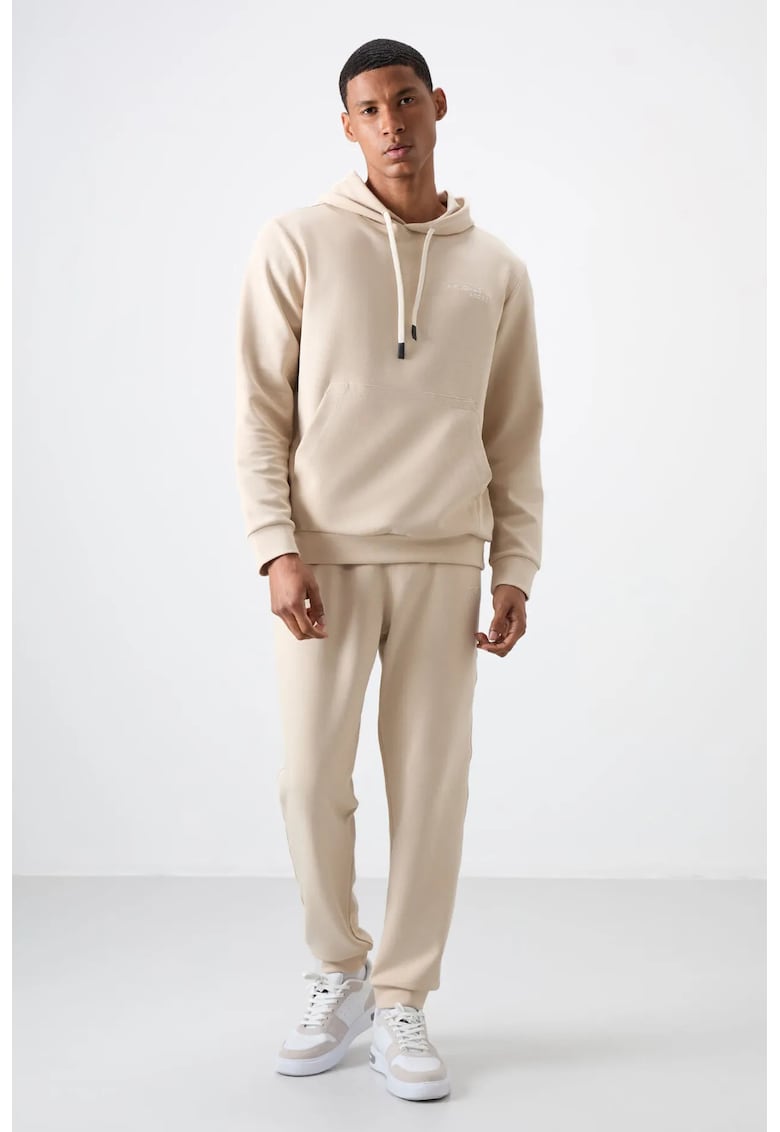 Set Hanorac si Pantaloni Bej Natural - 50% bumbac - 45% poliester - 5% elastan