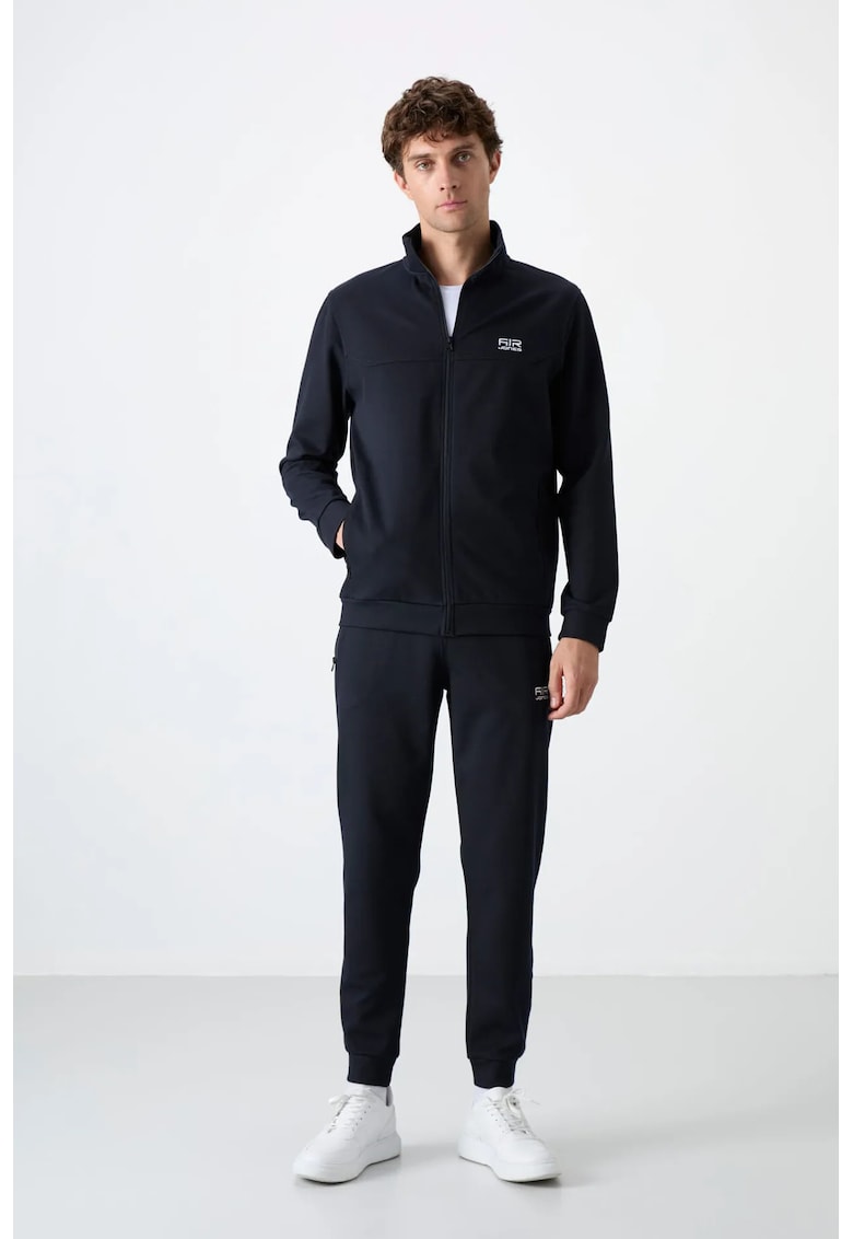 Set Hanorac si Pantaloni din Fleece Negru - 77% poliester/23% bumbac