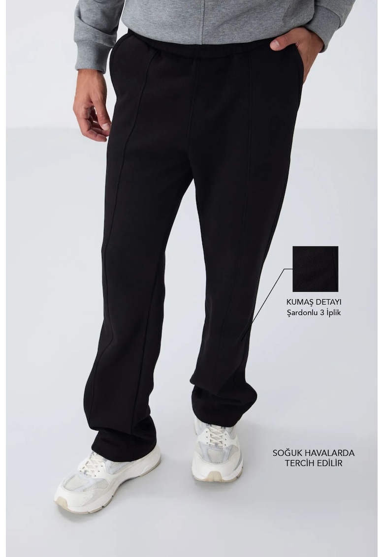 Pantaloni de trening - Barbati - Pantaloni de trening TOMMY pentru barbati - Regular Fit - din bumbac-poliester - Negru -