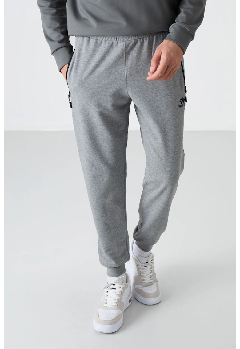 Pantaloni de trening - Barbati - Pantaloni de trening TOMMY pentru barbati - uni - cu buzunar cu fermoar - Gri -