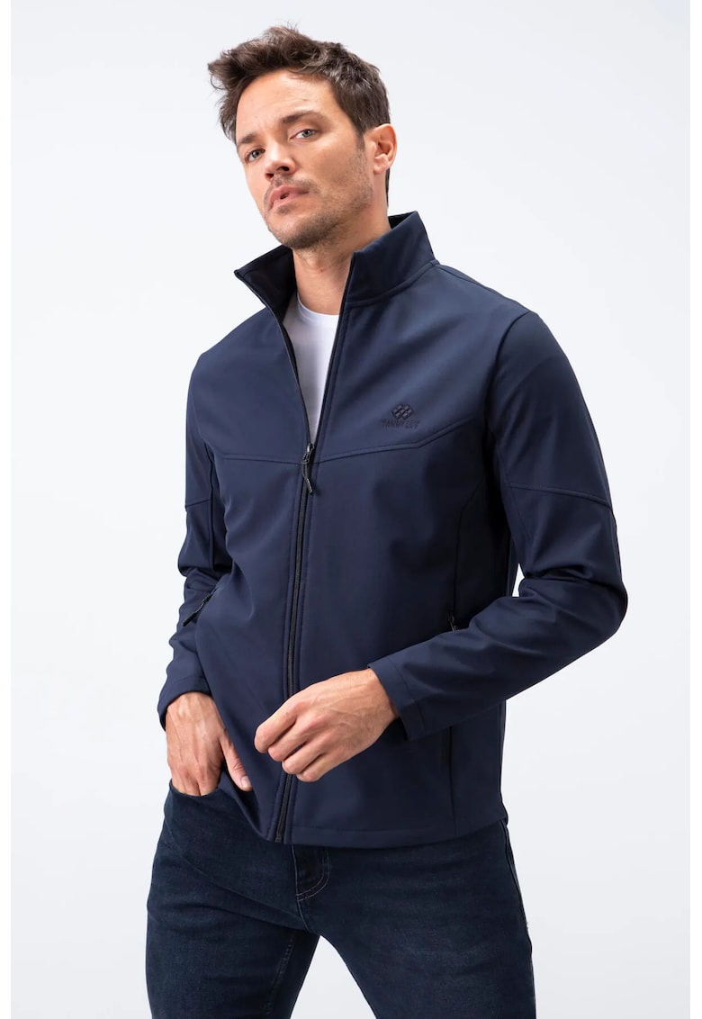 Jacheta barbati - bleumarin - din scuba - cu fermoar frontal